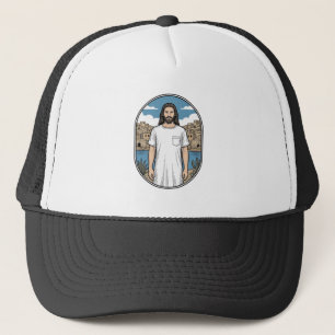 Casquette T-Shirt Scénique à Figure Spirituelle Gravure Vint