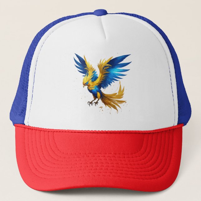 Casquette T-shirt Sky Phoenix Radiant : Beauté bleue et jaun (Devant)