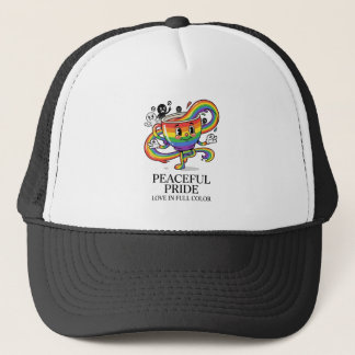 Casquette T-Shirt Tasse de Café Arc-en-Ciel Fière Paix Rétro