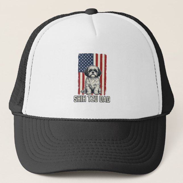 Casquette T-shirt vintage pour chien avec drapeau patriotiqu (Devant)