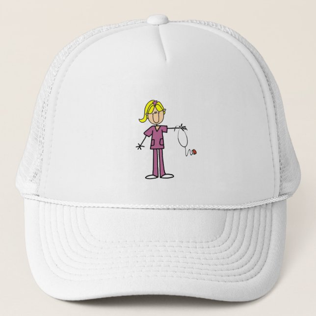 Casquette T-shirts Blond Female Stick Figure Nurse (Devant)