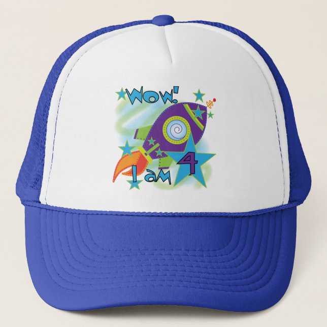 Casquette T-shirts et cadeaux 4e anniversaire Rocket Ship (Devant)