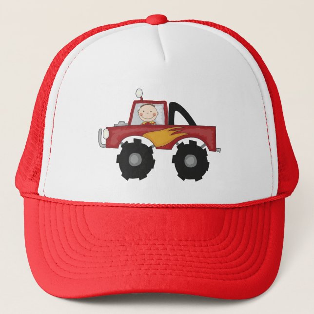 Casquette T-shirts et cadeaux rouges de camion de monstre (Devant)