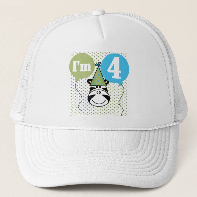 Casquette T-shirts et cadeaux Zebra 4e anniversaire (Devant)
