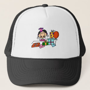 Casquette T-shirts Fille aux Cheveux Noirs avec Cadeaux d'An