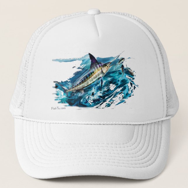 Casquette Taillade de Marlin sautant avec le thon (Devant)