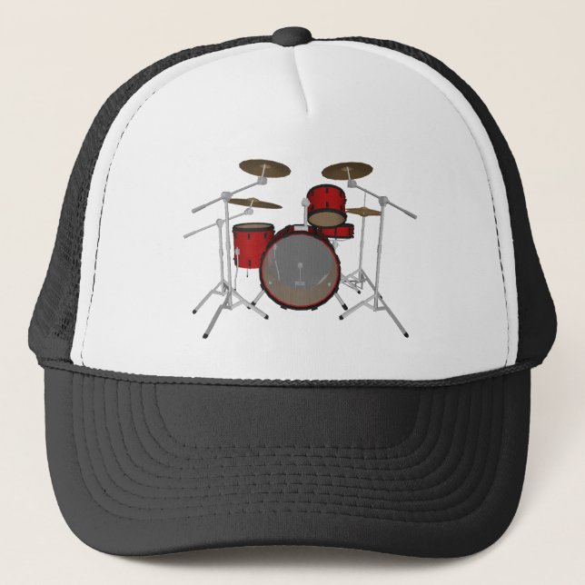 Casquette Tambours : Kit de tambour rouge : modèle 3D : (Devant)