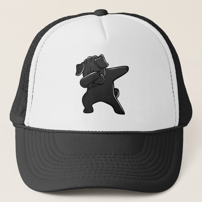 Casquette Tamponner noir drôle de carlin (Devant)