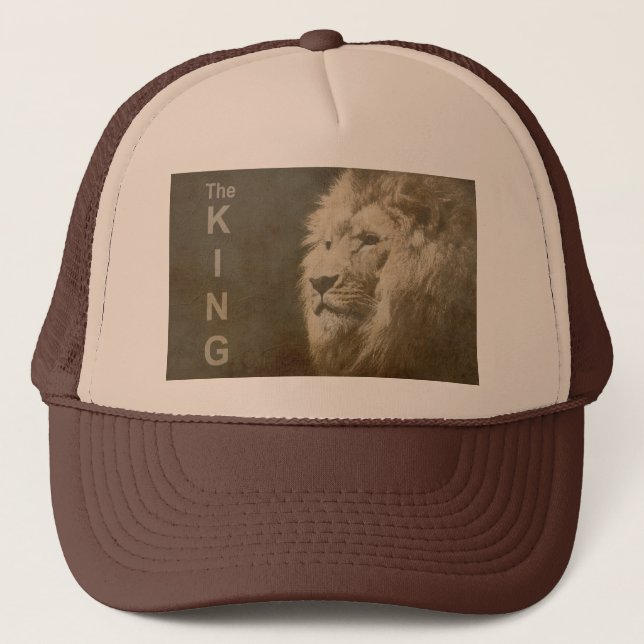 Casquette Tan Et Brown Pop Art Lion Tête Blanc Élégant (Devant)