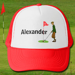 Casquette Taper en entrant par un golfeur masculin sur le 18