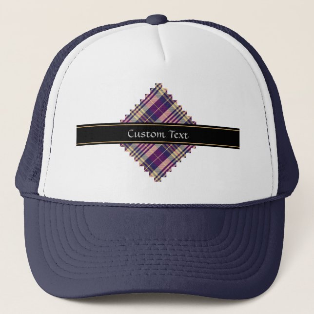 Casquette Tartan mauve, or et bleu (Devant)