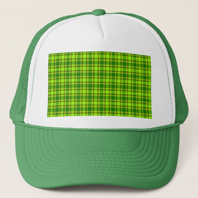Casquette Tartan rouge vert À damiers Motif plaid-55788 (Devant)