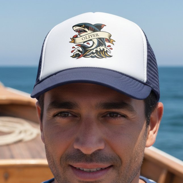 Casquette Tatouage rétro de requin nautique (Créateur téléchargé)