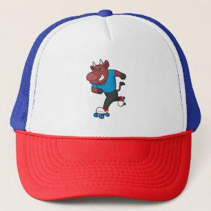 Casquette Taureau au patinage en ligne avec des rollers
