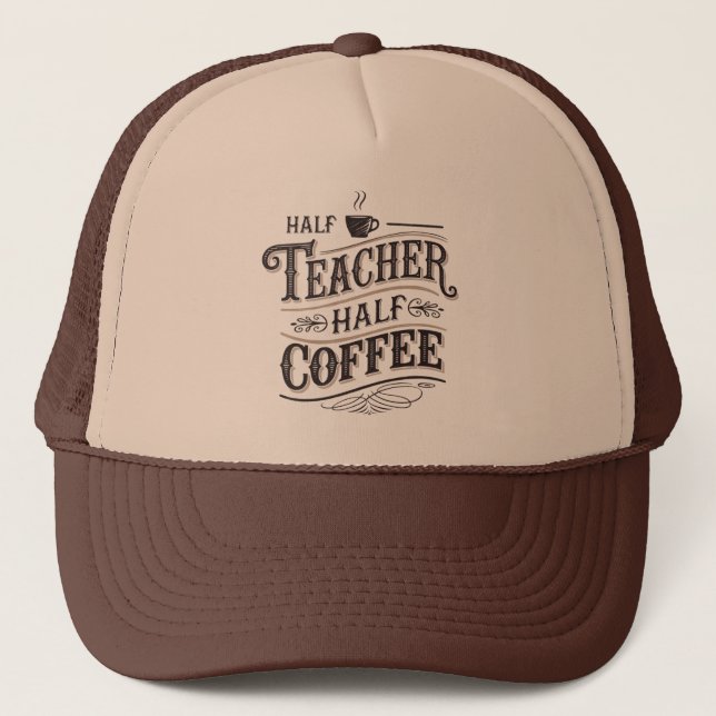Casquette Teacher Cool retro word art coffee  (Devant)