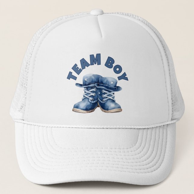 Casquette Team Boy Cute Little Blue Baby Boots Gender Revela (Devant)