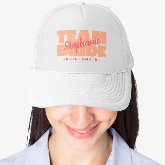 Casquette Team Bride Bridesmaid Mariage Soirée Retro Peach (Créateur téléchargé)