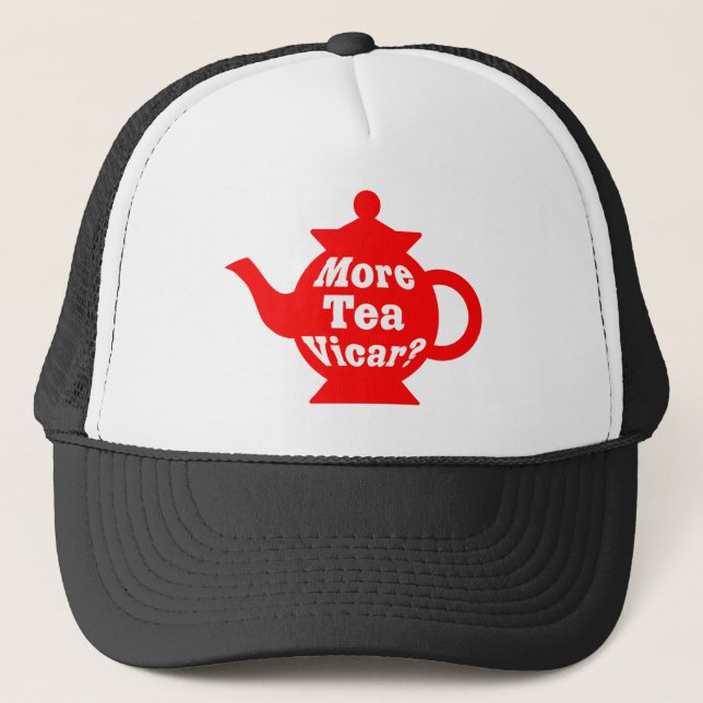 Casquette Teapot - Plus de thé Vicar ? - Rouge et blanc (Devant)