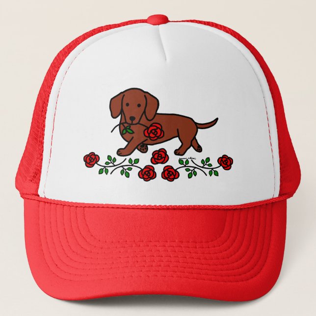 Casquette Teckel et une bande dessinée de fleur (Devant)