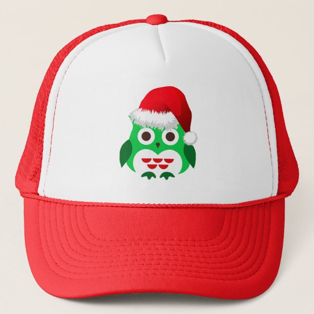 Casquette Tendance verte de hibou de Noël (Devant)