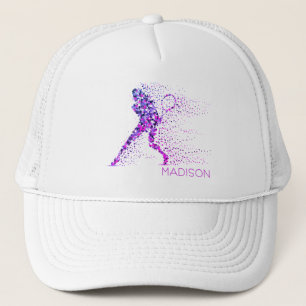 Casquette Tennis Pixels Rose Nom personnalisé