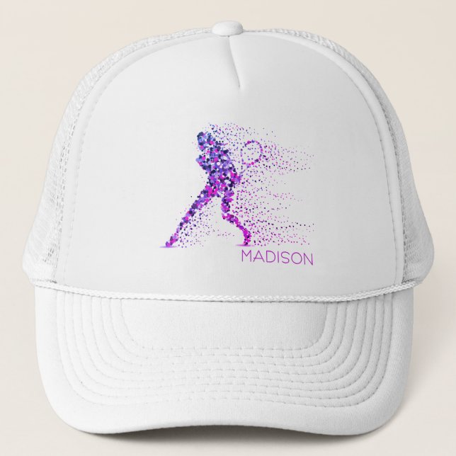 Casquette Tennis Pixels Rose Nom personnalisé (Devant)