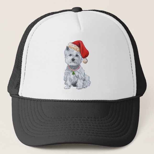 Casquette Terrier Blanc de West Highland Santa Claus (Devant)