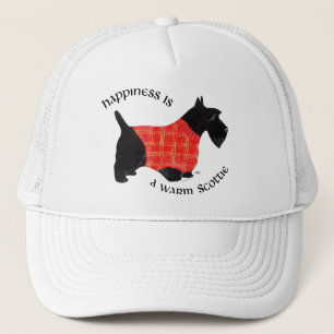 Casquette Térrier écossais en pull à carreaux rouges