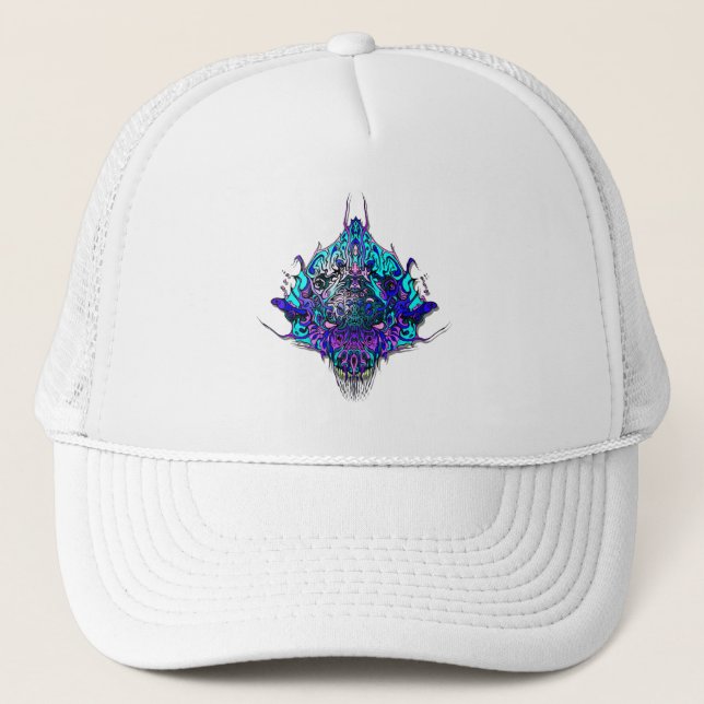 Casquette Tête Alien - bleu et violet (Devant)