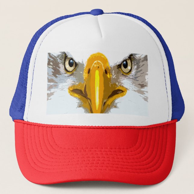 Casquette Tête d'aigle bleu rouge blanc tendance Pop Art Mod (Devant)