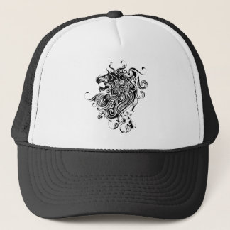 Casquette Tête de lion noir et blanc style tatouage