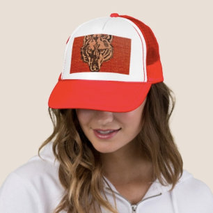 Casquette Tête de loup sur fond rouge