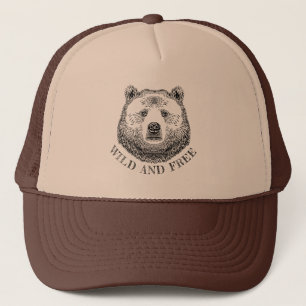 Casquette Tête D'Ours, Sauvage Et Libre, Illustration Dessi