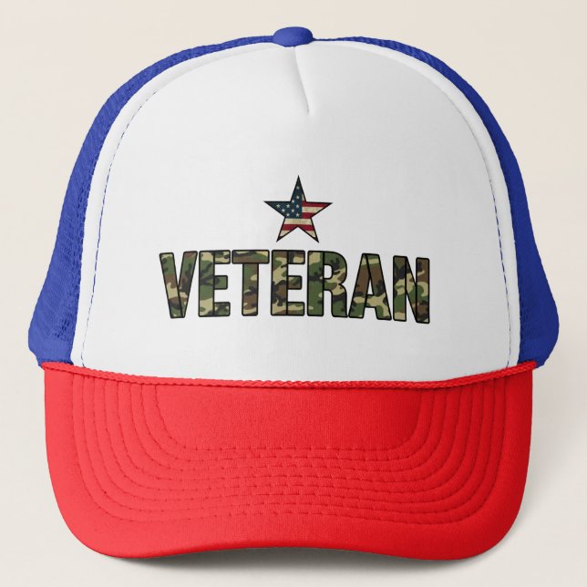 Casquette Texte camouflage de vétéran américain  (Devant)