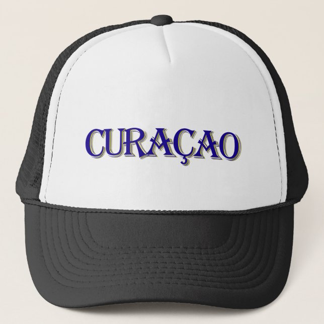 Casquette Texte de Curaçao dans les couleurs du drapeau (Devant)