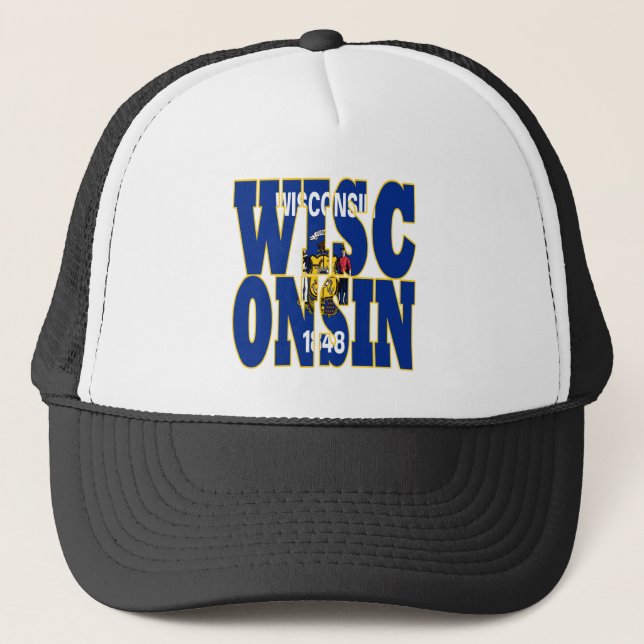 Casquette Texte de l'indicateur d'état Wisconsin (Devant)