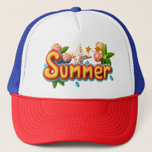 Casquette Texte d'été coloré avec éléments de plage