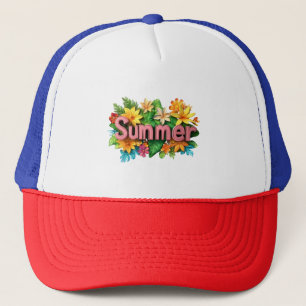 Casquette Texte d'été - Fleurs d'été colorées Illustration