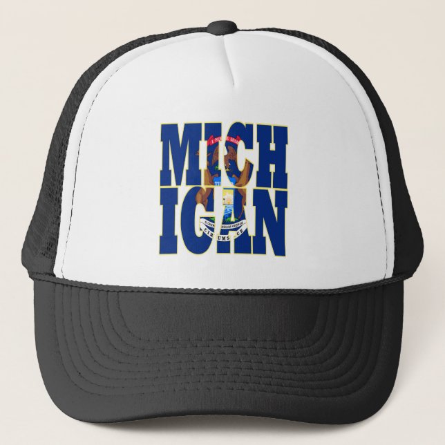 Casquette Texte du drapeau de l'État du Michigan (Devant)