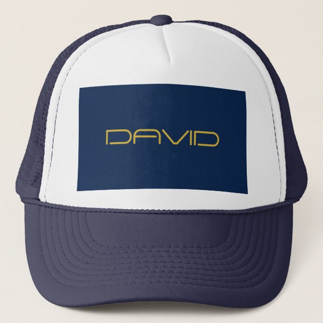 Casquette Texte élégant modifiable | Or et bleu marine (Devant)