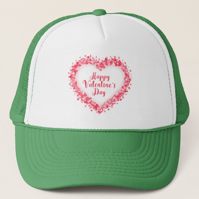 Casquette Texte Heureuse Sainte-Valentin Avec Cadre Rose-232 (Devant)