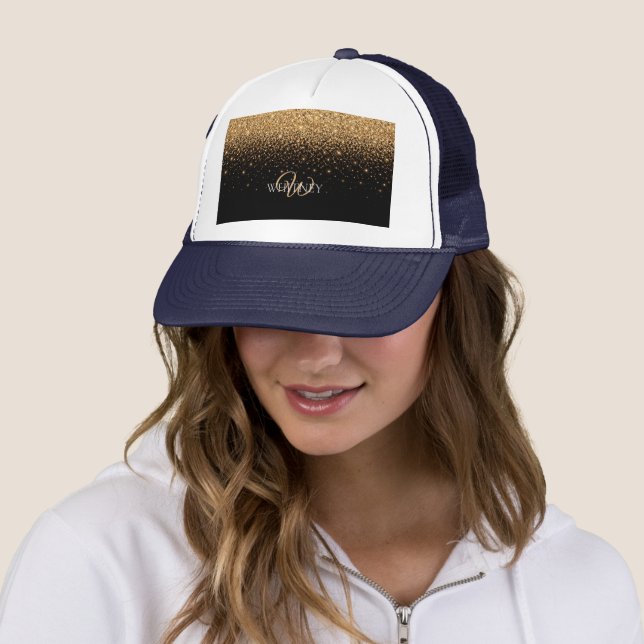 Casquette Texture de luxe élégant avec paillettes dorées     (En situation)
