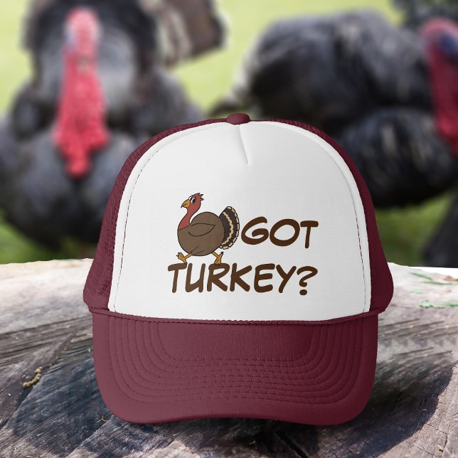 Casquette Thanksgiving Turkey Retro Trucker Hat (Got Turkey? A fun retro trucker hat to wear at Thanksgiving)