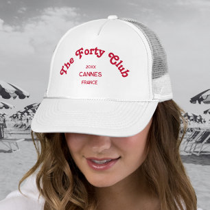 Casquette The Forty Club Rétro Rouge Crête Blanche Personnal