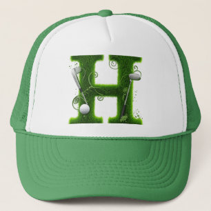 Casquette Thème de lettre d'herbe de golf avec balles et clu