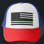 Casquette Thin Green Line Military and Vétérans American Fla<br><div class="desc">The Thin Green Line represents and active service members of all branches of the US Military. The 50 stars on the flag represent the 50 states and the citizens within them. Running between them, is a Thin Green Line whts our nation and the citizens from any and threats. - This...</div>