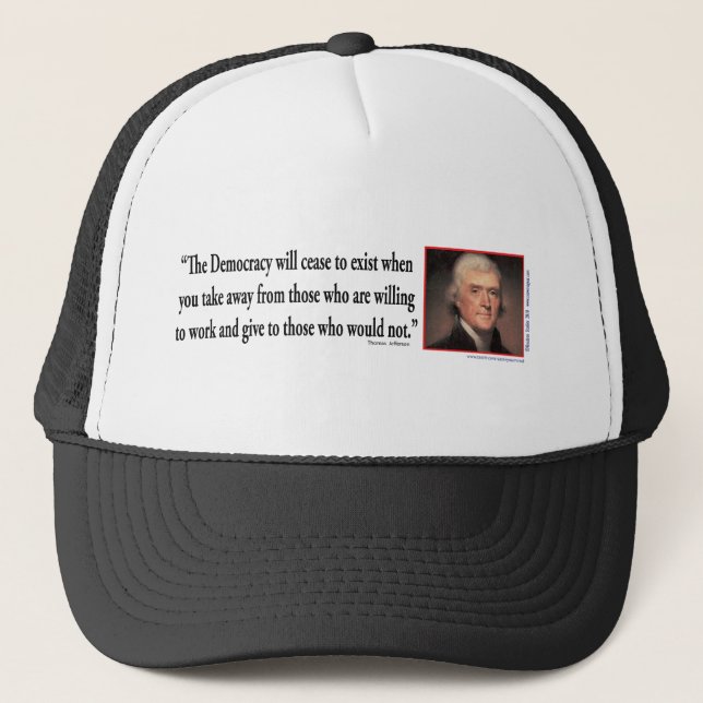 Casquette Thomas Jefferson - Citations de la démocratie (Devant)