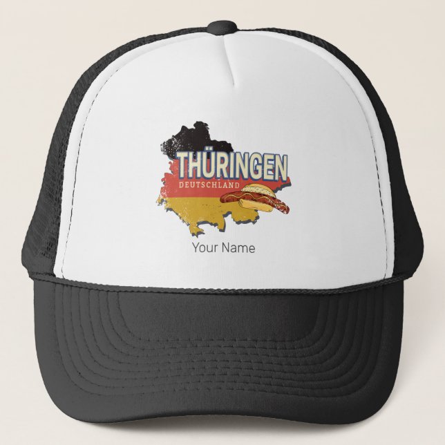 Casquette Thuringe Allemagne Rétro Carte de l'Etat Fédéral V (Devant)