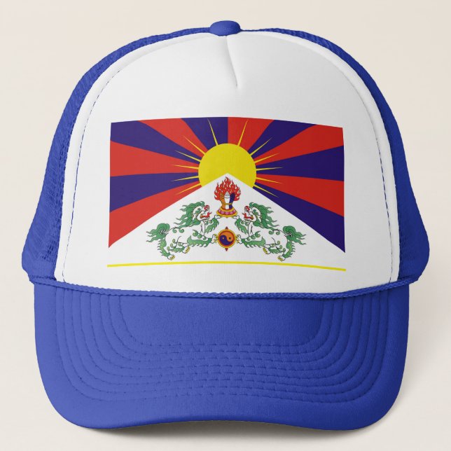 Casquette Tibet, Lions des neiges, drapeau tibétain - L'Hima (Devant)