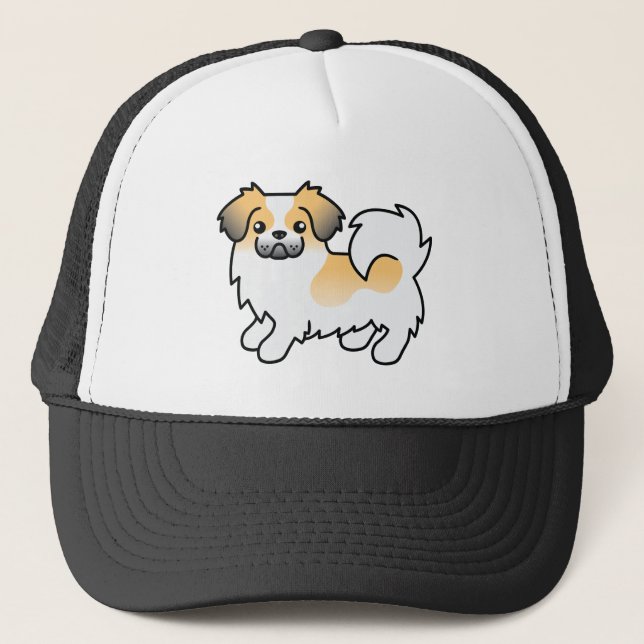 Casquette Tibétain Spaniel de couleur fauve sablé parti-colo (Devant)